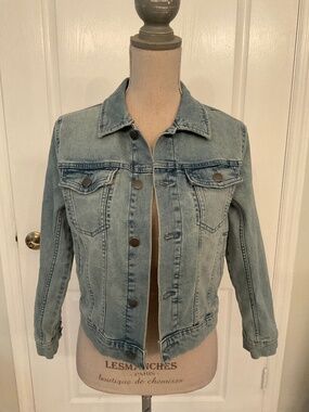 Nordstrom by Cristina Martinez Light Blue Denim Jacket Eye Motif Juniors size L